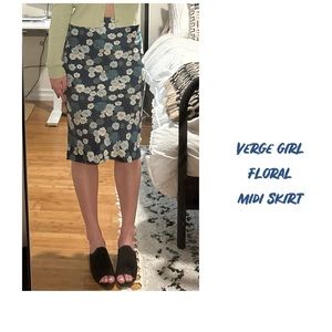 Verge Girl Midi Skirt Navy Satin Size 6